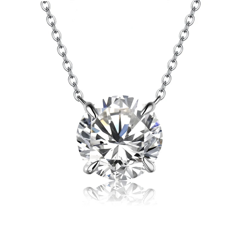 Luxe Jewels Moissanite Diamond 6.5mm 1CT Necklace Pendant For Women - 925 Silver Necklace