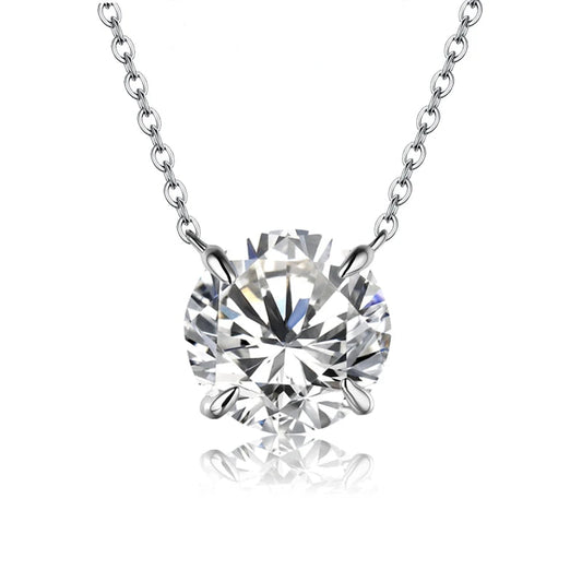 Luxe Jewels Moissanite Diamond 6.5mm 1CT Necklace Pendant For Women - 925 Silver Necklace