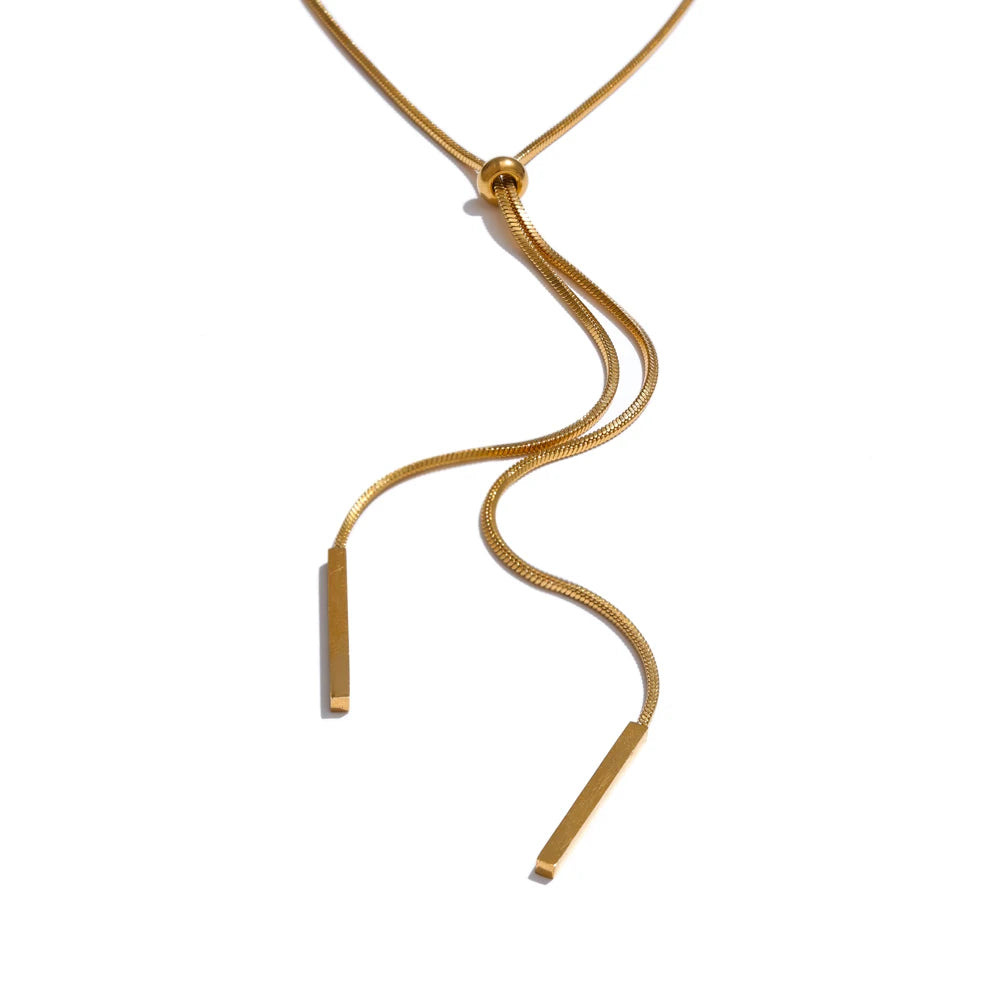 Adjustable Stainless Steel Smooth Sweater Necklace – 80+5cm long