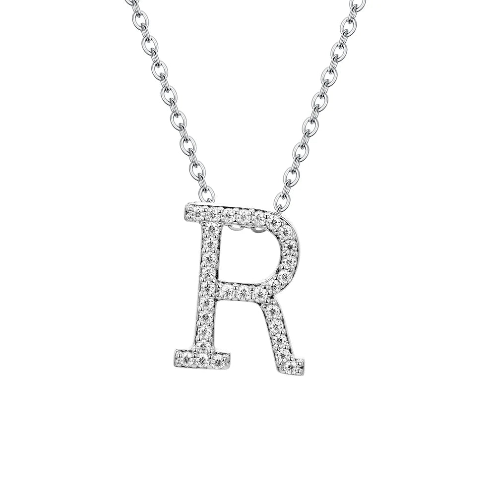Valentine's Day Gift  - Letter Necklaces Pendants 100% 925 Sterling Silver Unisex (D VVS1 Colour Moissanite)Jewelry