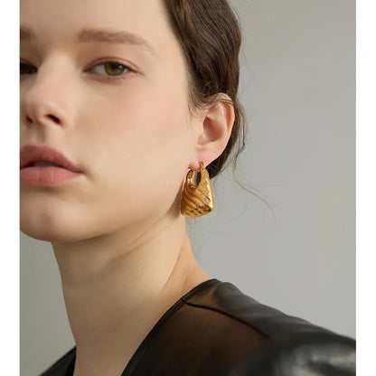 Stainless Steel Hollow Chunky Hoop Earrings Gold Silver Color Waterproof Jewelry for Women