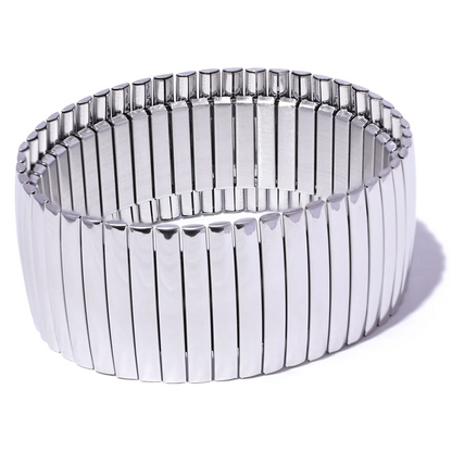 Elastic Wide Statement Bracelet – 18K Gold Plated 316L Stainless Steel