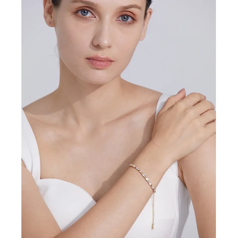 Luxury White & Green CZ Necklace Bracelet Set – Gold Plated Design