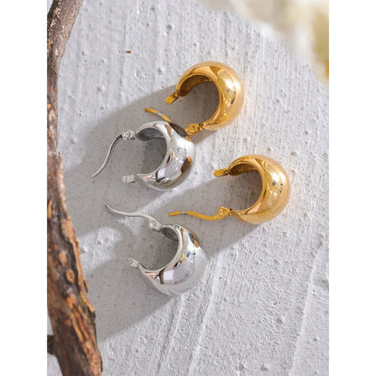 18K Gold Stainless Steel Chunky Earrings Rust Proof Color Jewelry