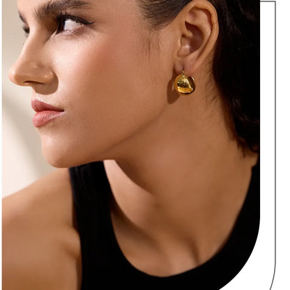 18K Gold Stainless Steel Chunky Earrings Rust Proof Color Jewelry