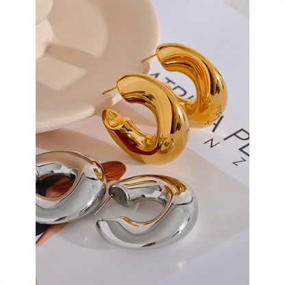 316 Stainless Steel Geometric Creative Chunky Unusual Earrings Minimalist Metal High Quality Golden Statement Jewelry