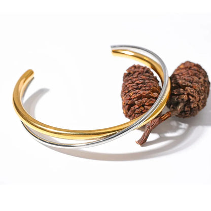 Double Color Geometric Cuff – 18K Gold Plated Stainless Steel