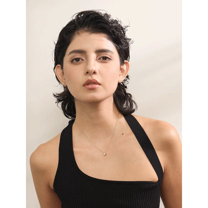 Chic Cubic Zirconia Pendant Necklace – Gold Stainless Steel Daily Jewelry