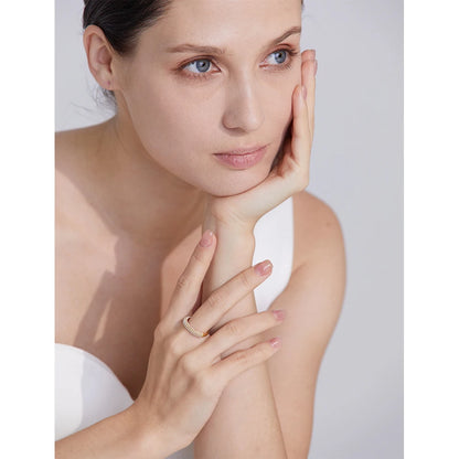 Luxe Jewels Elegant Pearls Stainless Steel Ring - 18K Gold Plated Jewelry