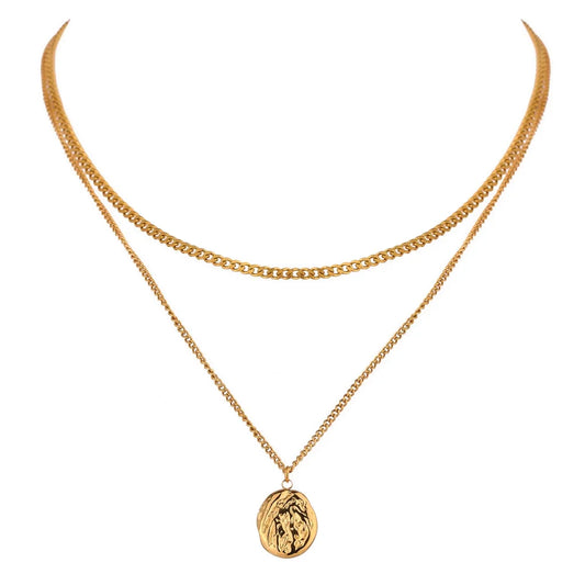 Layered Geometric Necklace for Women – 316L Stainless Steel Modern Jewelry