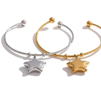 Star Cuff Bracelet – 18K Gold Stainless Steel Waterproof Bracelet