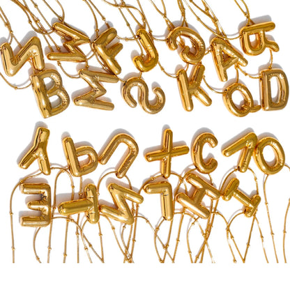 Waterproof 26 English Letter Initial Name Pendant Necklace Stainless Steel 18K PVD Plated A to Z Charm Jewelry Wholesale