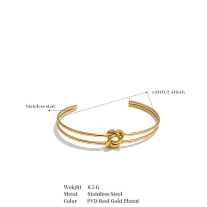 Knot Cuff Bracelet – Gold-Plated Stainless Steel Open Bangle