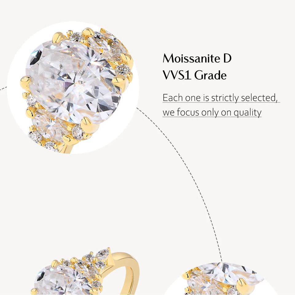 Luxe Jewels Luxury Ring (D VVS1 Color) 2.5CT Oval Cut Moissanite Ring for Women