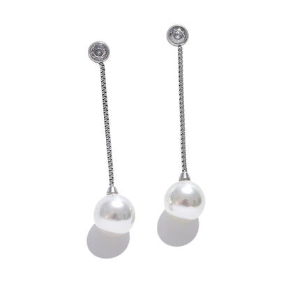 Long Imitation Pearl Dangle Earrings – Gold Plated