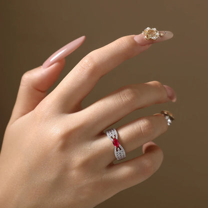 Gorgeous Lab Grown Premium Ruby Women's Ring - 925 Sterling Silver Moissanite Ring Luxe Jewelry