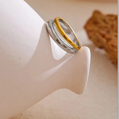 Luxe Jewels Dual Colour Ring – 18K Gold Plated Stainless Steel Trending Jewelry