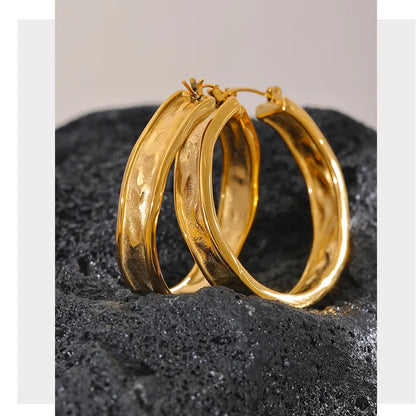 42mm High Quality Cast 316L Stainless Steel Round Big Hoop Earrings Minimalist Metal Fashion PVD Gold Color Jewelry
