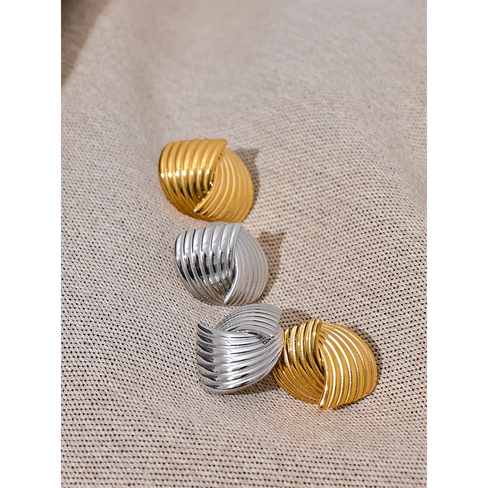 Stainless Steel Geometric Stud Earrings Hypoallergenic - 18K Gold PVD Plated Jewelry