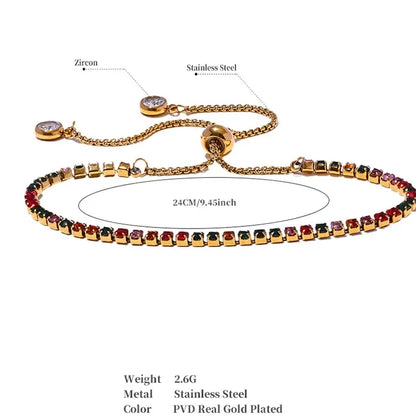 4MM Cubic Zirconia Tennis Bracelet – Gold Plated Stainless Steel Water Resistant