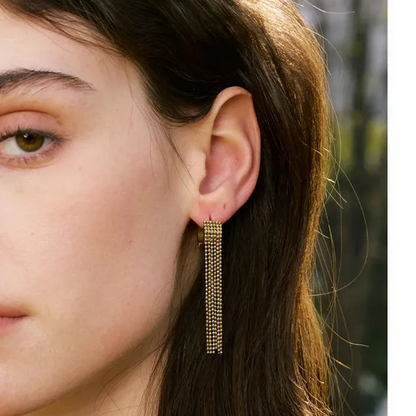 Stainless Steel Tassel Long Chain Drop Dangle Earrings Trendy Waterproof Jewelry