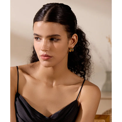 Waterproof Stainless Steel Geometric Huggie Earrings for Women - 18K Gold PVD Plated Jewelry