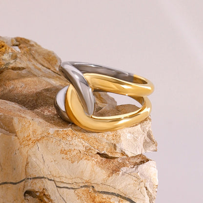 Luxe Jewels Minimalist Stainless Steel Fashion Ring - 18K Gold Plated Jewelry