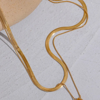 Double Layer Water Drop Pendant Necklace – 18K Gold Stainless Steel