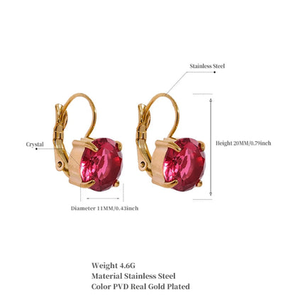 Colorful Cubic Zirconia Round Hoop Earrings – Gold Plated