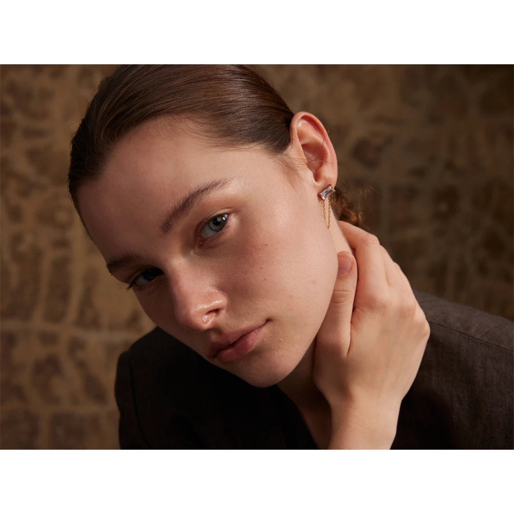 Tarnish-Free Gold Plated Drop Earrings – Shiny Cubic Zirconia Gemstones