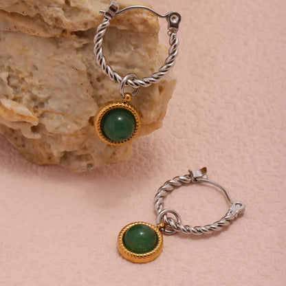 Green Agate Drop Earrings – 18K Gold Plated Stainless Steel