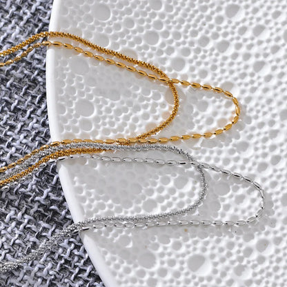 Chic Beaded Double Layer Necklace – Gold Stainless Steel Collar