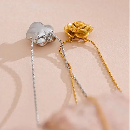 Rose Flower Pendant Necklace – Gold Stainless Steel