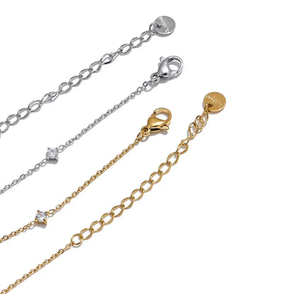 Cubic Zirconia Jewelry Set – Stainless Steel Necklace - Bracelet & Anklet