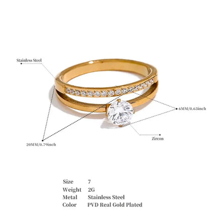 Luxe Jewels Cubic Zirconia Stainless Steel Double - Romantic Gold Plating Jewelry