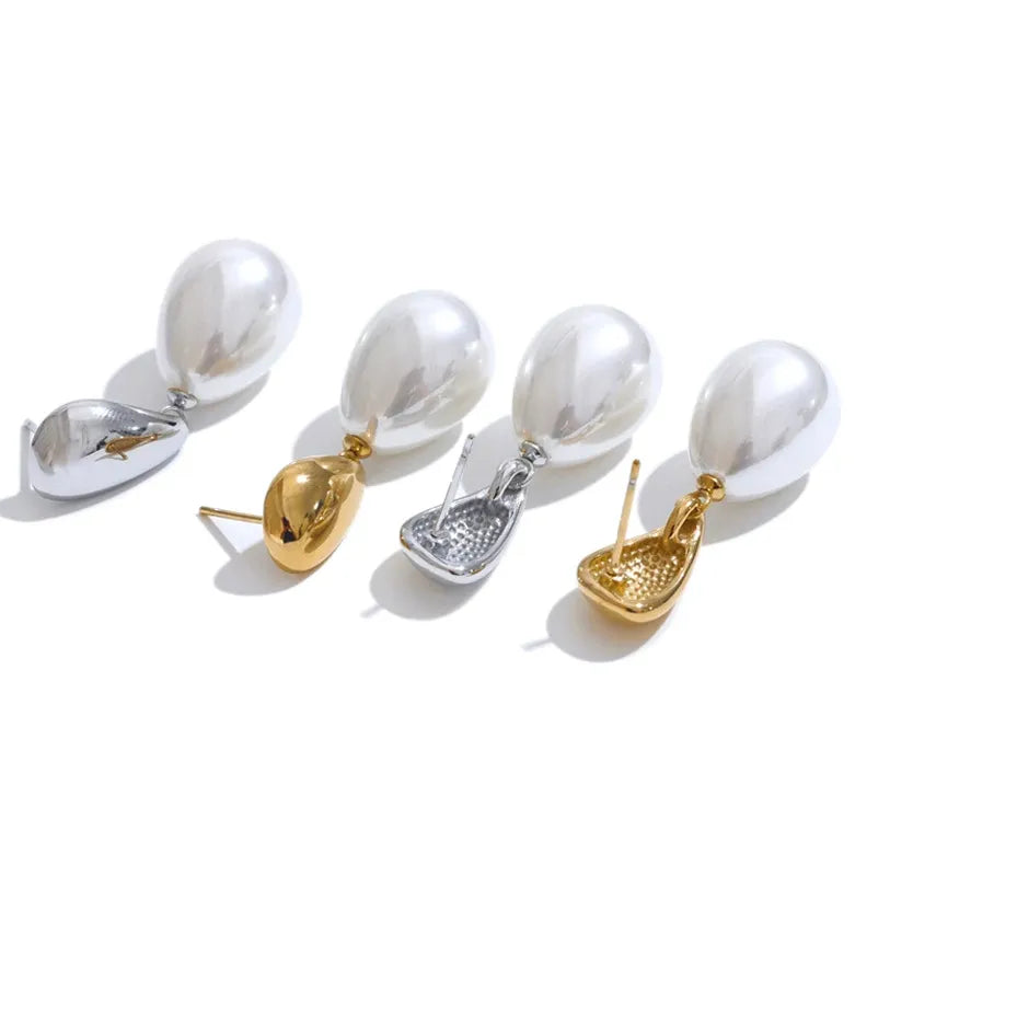 Pearl Drop Elegant Earrings Stylish Stainless Steel Versatile Daily Jewelry