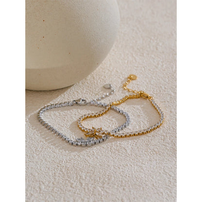 3MM Butterfly Zirconia Tennis Bracelet – Gold/Silver Stainless Steel, Delicate & Bling
