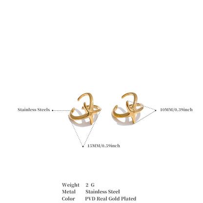 18K Gold Plated Stainless Steel Ocean Style Non-Piercing Metal Starfish Ear Clip Earrings Fashion Jewelry
