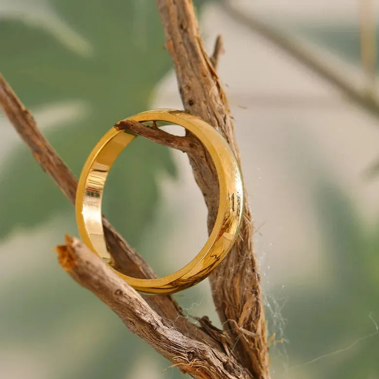 Luxe Jewels Stainless Steel Smooth Ring – 18K Gold Plated Hypoallergenic Jewelry