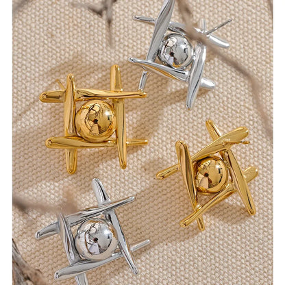 New Stainless Steel Geometric Stud Earrings Waterproof Metal