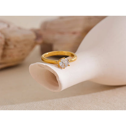 Luxe Jewels Cubic Zirconia Classic Ring – High-Quality 18K Gold Plated Jewelry