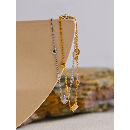 Zirconia Heart Anklet – Gold Plated Stainless Steel