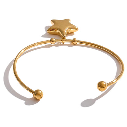 Star Cuff Bracelet – 18K Gold Stainless Steel Waterproof Bracelet