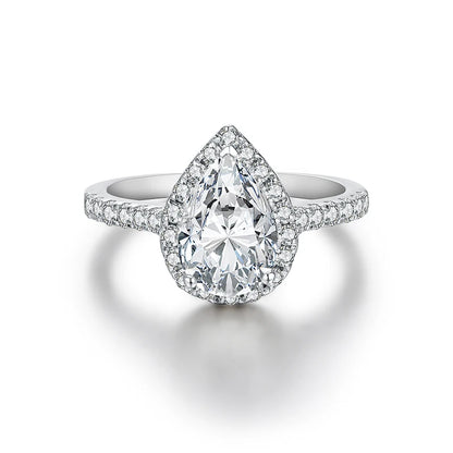Luxe Jewels Pear Cut 2CT D Color VVS1 Luxury Moissanite Ring 925 Sterling Silver Women Jewelry