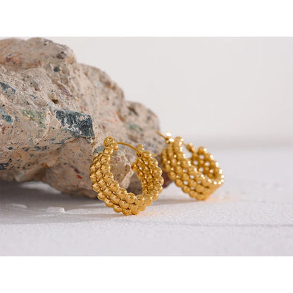 Stainless Steel Metal Gold Hoop Earrings Fashion Charm 18K-Plated PVD Waterproof Jewelry Huggie Hoop Earrings