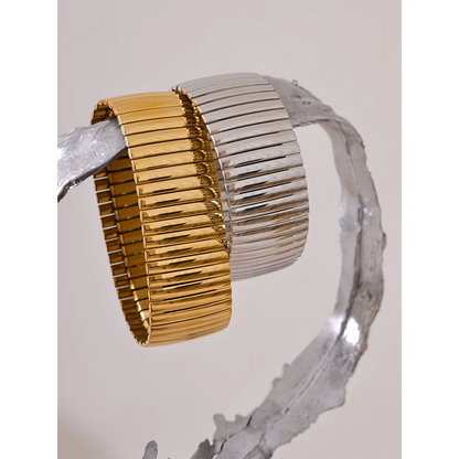 Elastic Wide Statement Bracelet – 18K Gold Plated 316L Stainless Steel