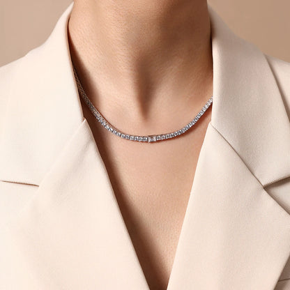 Luxe Jewels - 3mm Moissanite Tennis Necklace for Women 925 Sterling Silver 14.5 Carat Moissanites