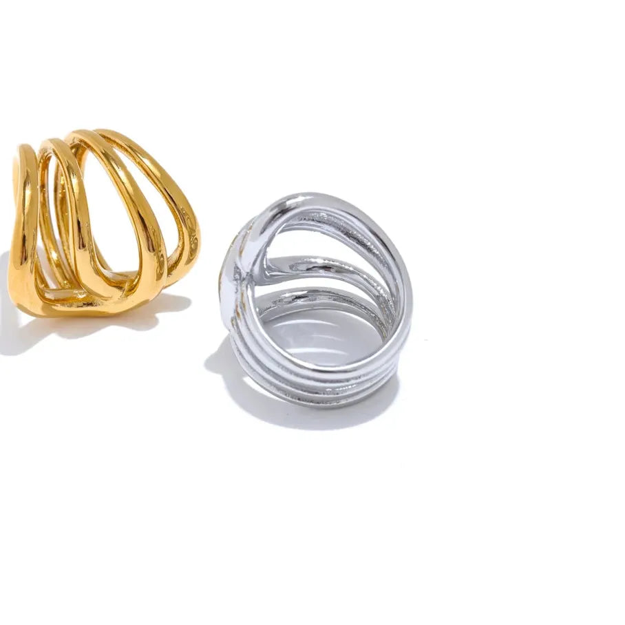 Luxe Jewels Gold Plated Stylish Unique Design Stainless Steel Ring – 18K Gold Plated Waterproof Jewellery