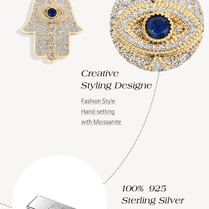 Angel Eye Moissanite Pendant Necklace - S925 Sterling Silver 18k gold plated Jewelry Gift