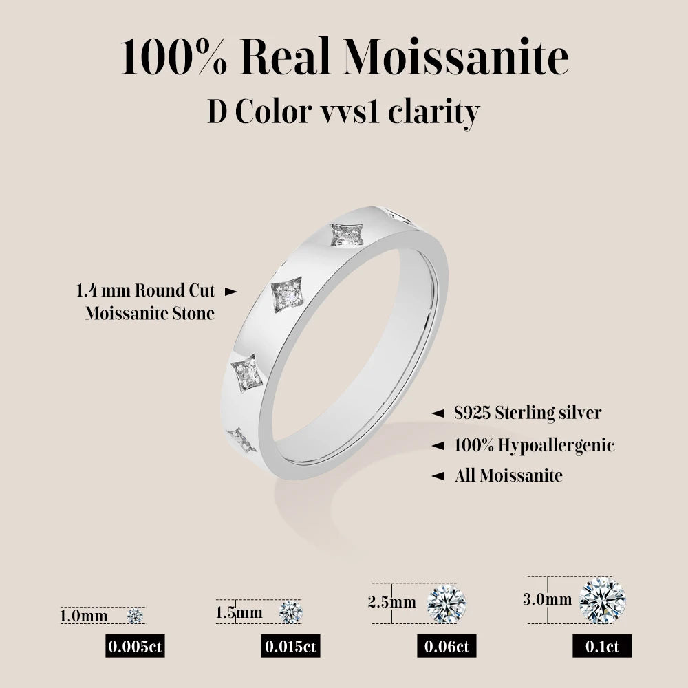 Luxe Jewels Round Cut Star Design Moissanite Ring for Women 925 Sterling Silver Ring Engagement Jewelry